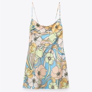 NWT Zara Satin Floral Printed Mini Dress